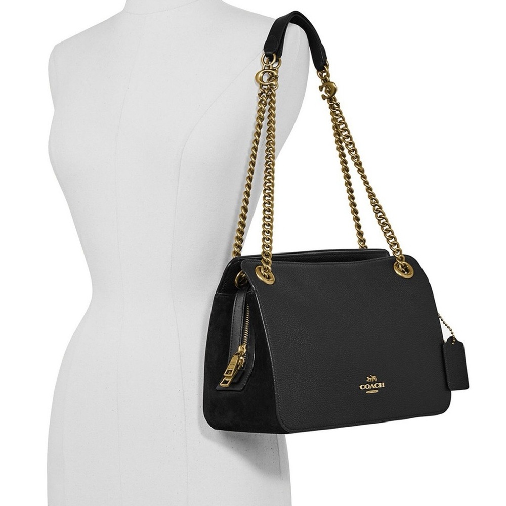 Coach - Bryant Leather Shoulder Bag with Gold Chain